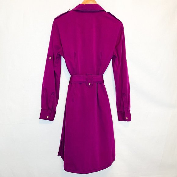 Tory Burch Magenta Shirtdress with Contrast Topstitch - Picture 3 of 8